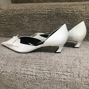 Zara White Kitten Heel Pumps Size 40